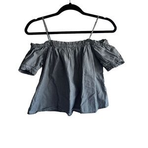 Women's Heart & Hips Navy Blue & White Striped Top